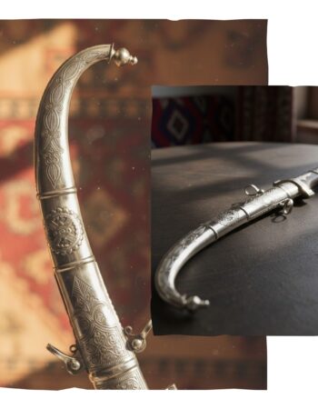 Moroccan Berber Dagger and Sheath, Vintage Moroccan Daggers, Engraved Berber Koumya, Islamic Jambiya